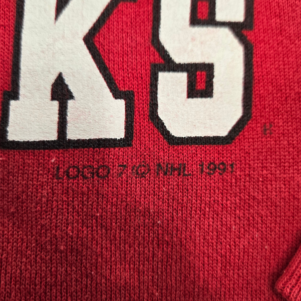 Vintage 1991 Chicago Blackhawks Sweatshirt Logo 7 Red NHL Crewneck Medium USA - Picture 5 of 10
